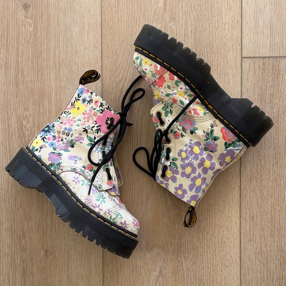 Dr. Martens Multicolor Floral Combat Boots